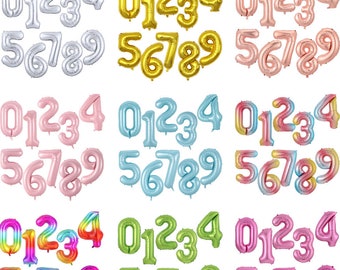 Gaint Number Balloons 40Inch Rose Gold Black Blue Pink Foil Numbers Jumbo Balloon 0 1 2 3 4 5 6 7 8 9 for Birthday Anniversary Jungle Party