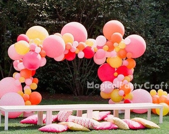 153pcs Hot Pink Coral Balloon Garlands Wedding Party Bridal Shower Gender Reveal Birthday Party Backdrop Engagement Party Decoration Arch