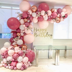 DIY Retro Dusty Pink Balloon Garland Arch Kit Rose Gold White Balloons for Birthday Baby Shower Weddings Party Decoration