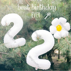 Bright White Mylar Number Balloons - mini 16&quot;/Large 32&quot;/ Gaint 40&quot; Inch Birthday Baby Shower Wedding Anniversary Decor Pastel White Balloons