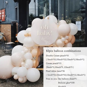 DIY 82pcs Double Cream peach White balloon garland kit Blush balloon arch Wedding Backdrop Birthday Party bridal shower latex Decoration balloon