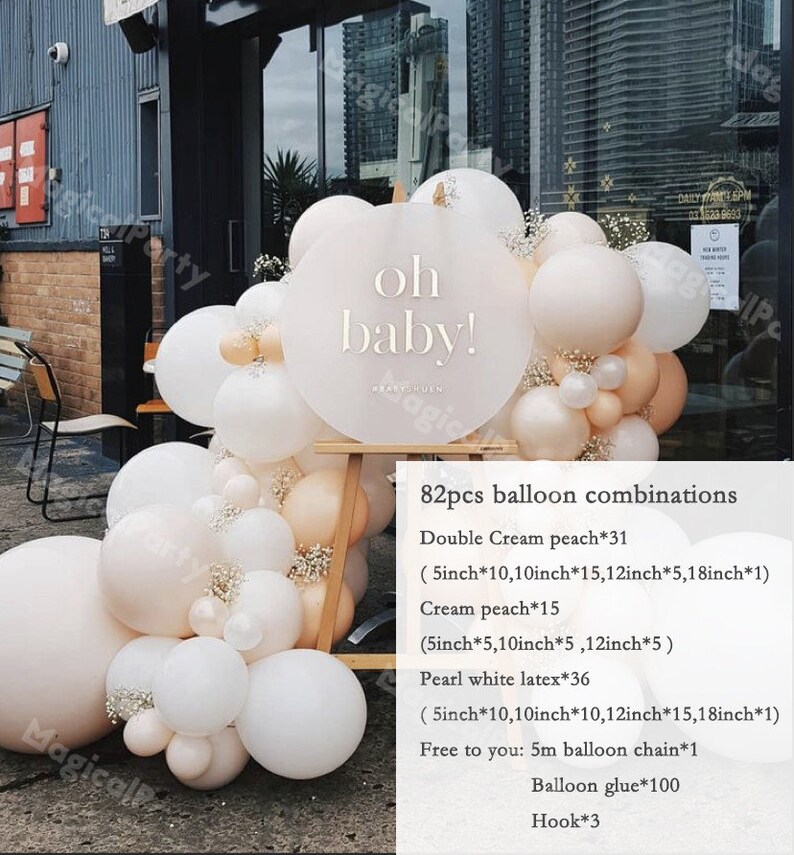 DIY 82pcs Double Cream peach White balloon garland kit Blush balloon arch Wedding Backdrop Birthday Party bridal shower latex Decoration balloon