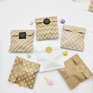 25 peças 4 "* 5.9" saco de papel kraft natural kraft dot chevron mini saco branco festa de ação de graças saco de embrulho de presente saco de doces saco de envoltório de arroz de frango