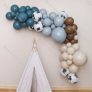 Kit ghirlanda di palloncini da fattoria da 103 pezzi/Arco di palloncini con stampa di mucca/Festa a tema fattoria vintage/Kit ghirlanda di palloncini country/Palloncini da cortile/Blu ardesia