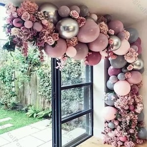 100pcs Retro Hot Pink Balloons Kit ghirlanda raddoppiato Baby Pink Balloon Arch Matte Grey Ballon Shower Bridal Shower Sfondo di nozze attivo