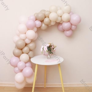 132pcs Neutral Boho Balloon Garland Arch Kit, Dusk Pink,Pastel Smoke Brown,Sand Color, Baby Shower, Bridal Wedding,Bachelorette Party Decor