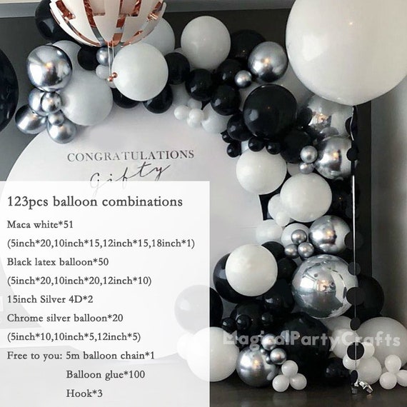 Buy 123pcs Diy Marble Balloons Garland Kit Chrome Sliver Black White Balloon  Arch Birthday Party Wedding Baby Shower Hollywood Party Decor Online in  India 