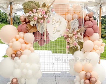 Kit de guirnalda de globos rosa empolvado de 144 piezas, guirnalda de globos cromada para bricolaje, fondo para baby shower, cumpleaños, boda, despedida de soltera, arco de globos