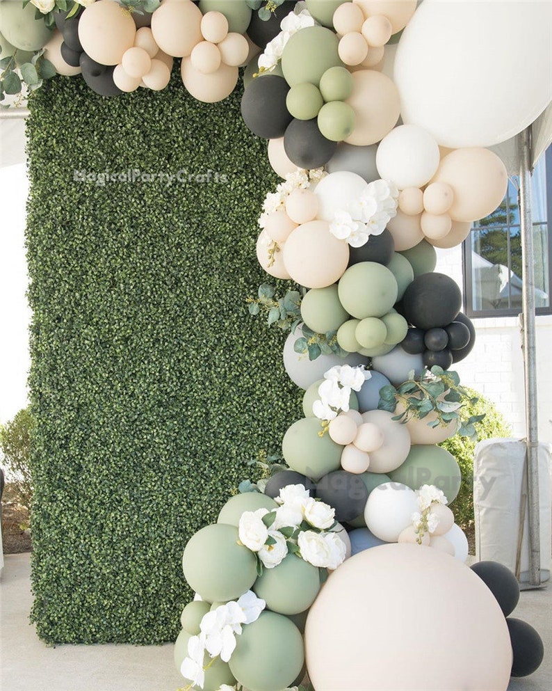 138pcs Retro Sage Green Balloon Garland Arch Kit With Etsy