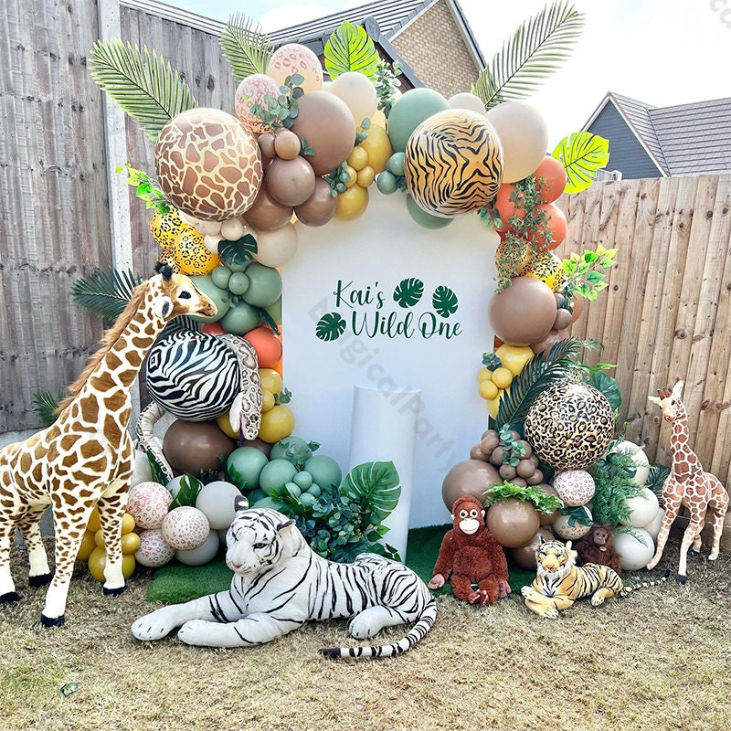 120pcs Jungle Safari Balloon Garland Arch Kit, Wild One 1st