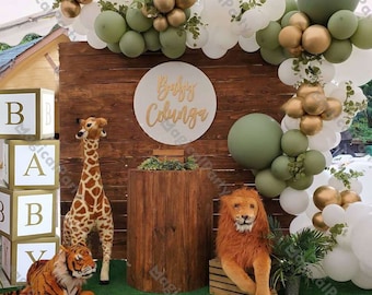 111pcs Green Balloon Garland Arch Kit with Eucalyptus Retro Green, White, Gold Balloons, Balloon Box for Baby Bridal Shower Birthday Party