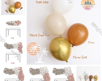 4-16ft Sunset Theme DIY Balloon Arch,Natural Sand,Cocoa and Gold Balloons,Boho Kids Birthday,Sunshine Sandy Beach,Baby Shower Party Decor