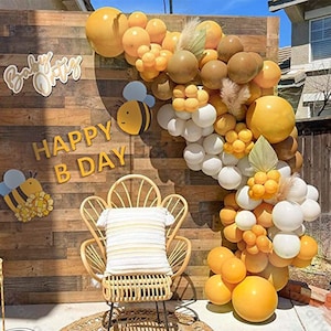 97pcs Senape Palloncino Giallo Arco Compleanno Ape Baby Shower Gender Reveal Anniversary Wedding Decoration Boho Bridal Shower Decor