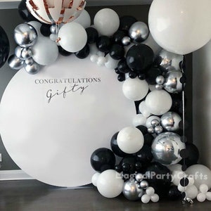 123pcs diy Marble Balloons Garland Kit Chrome Sliver Black White Balloon Arch Birthday party Wedding Baby Shower Hollywood Party Decor