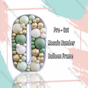Número 0 Pre-Cut Giant Balloon Frame Mosaic Light Up Kit Cut-out Ready Foam Board for Birthday and Anniversary Decorations Party Backdrop