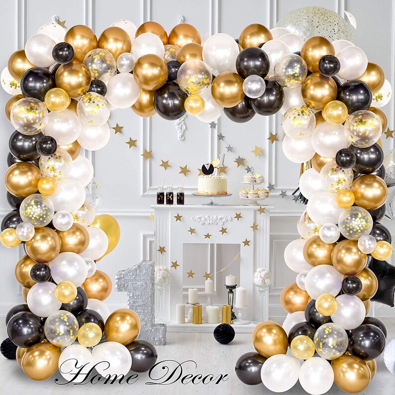 123pcs Black White Gold Balloons Arch Balloon Garland Kit for Etsy