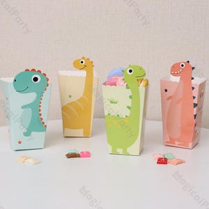 12 pièces dinosaure boîte à pop-corn dessin animé dinosaure bonbons collation boîtes à friandises pour enfants dinosaure animal anniversaire bébé douche fête décoration fournitures