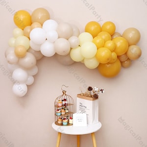88/91pcs Due Palloncini Groovy Arco Bianco Palloncini Margherita Gialli Boho Bridal Shower Gender Reveal Kit Festa di Compleanno Baby Shower Decorazioni di Nozze