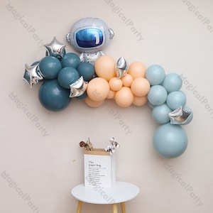 7ft/73pcs Space Astronaut DIY Balloon Garland Kit Birthday Balloons Arch Galaxy Starry Night To The Moon Balloon Arch Gender Baby Shower