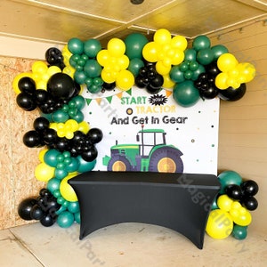 156pcs Green/Yellow/Black Construction Themed Balloon Garland DIY Kit Baby Shower 1st Birthday Anniversary Party Background Decoration