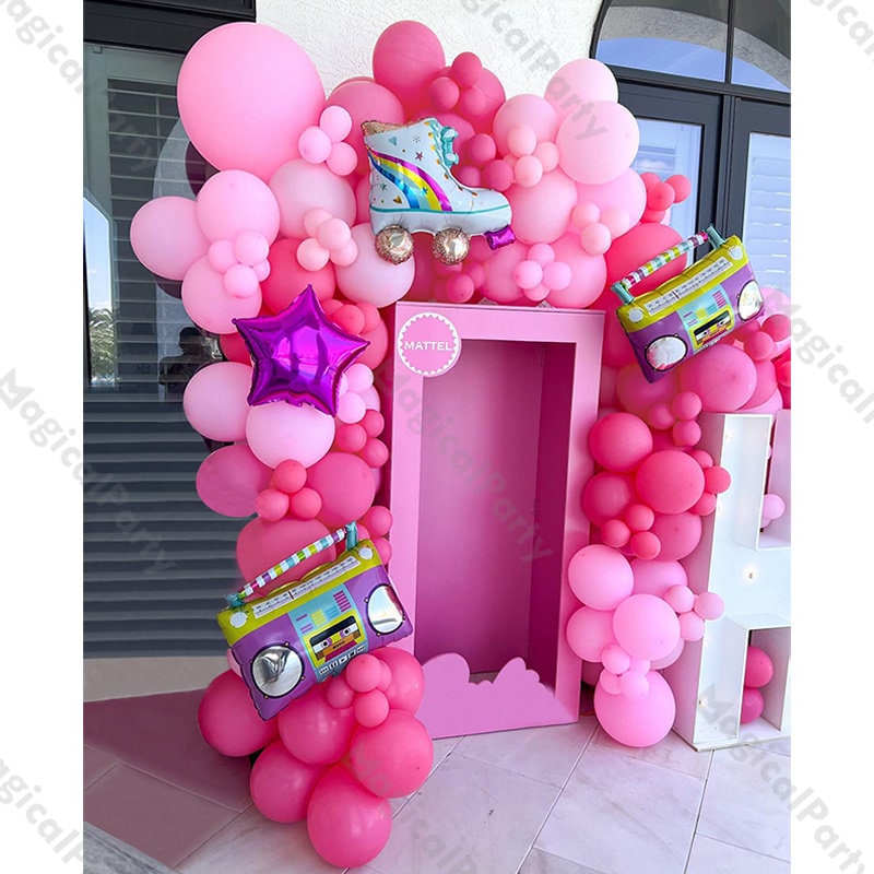 Pour Barbie Thème Décoration Ballons roses Tirer Drapeau Bannière Gâteau  Insérer Ensemble de cartes Filles Fête d'anniversaire Fournitures Ornement