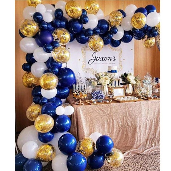 Navy Party Balloons Arch Kit Navy Blue White Latex Balloon Etsy