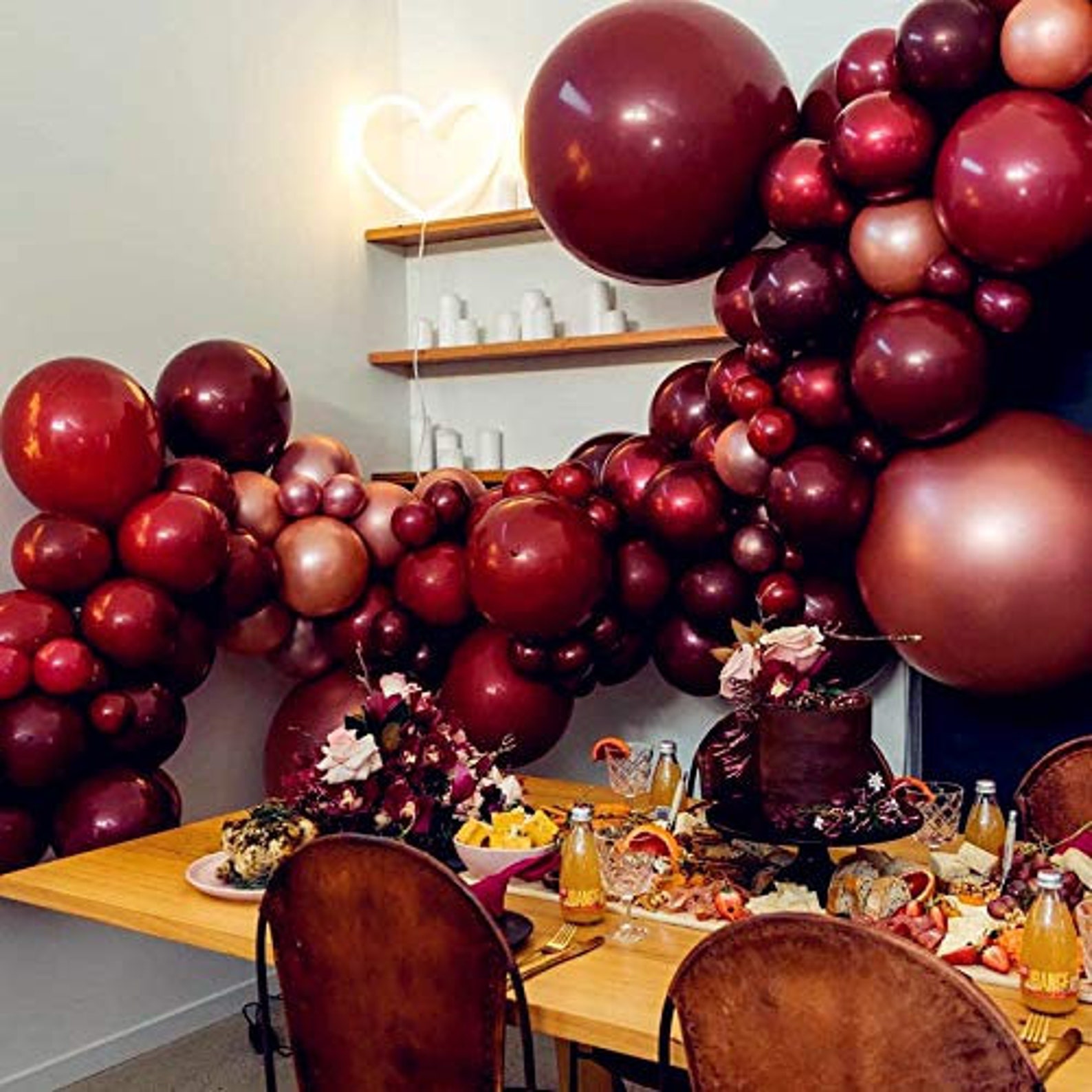 Burgundy Pink Balloons Garland Kit Wine Latex Peal Balloons Etsy