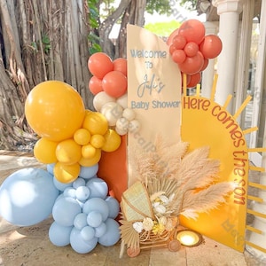 72pcs Trip Around the Sun Balloon Garland Sunset Balloon Arch Baby Shower Sunshine Girl/boy First Birthday Boho Here Comes the Sun Backdrop