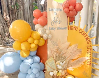 72pcs Trip Around the Sun Balloon Garland Sunset Balloon Arch Baby Shower Sunshine Girl/boy First Birthday Boho Here Comes the Sun Backdrop