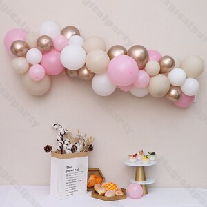 57pcs Macaron Baby Pink and Champagne Easter Balloons Garland Arch kit Baby Shower Girls Birthday  Wedding Party Decorations Supplies