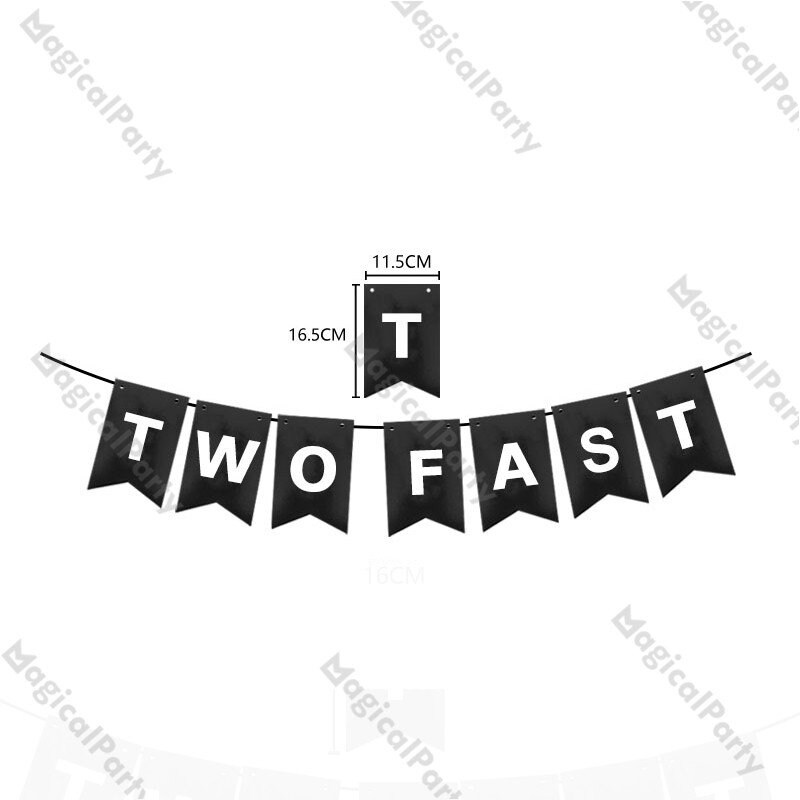 Two Fast / Vroom ! Flag Banner Vintage Race Car Birhday Banner Party ...