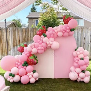 150pcs Sweet Summer Balloon Arch Pastel Pink Strawberry Balloons Baby Shower Summer Fruit Party Baby Girl Berry Princess Birthday Decoration