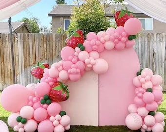150pcs Sweet Summer Balloon Arch Pastel Pink Strawberry Balloons Baby Shower Summer Fruit Party Baby Girl Berry Princess Birthday Decoration