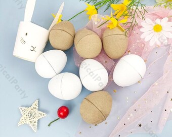 6pcs Hand Painted Easter Eggs,White Brown Egg,Childrens Easter Decor,Easter Toys,Seasonal Gifts,Unique Easter Eggs, Modern Spring Decor
