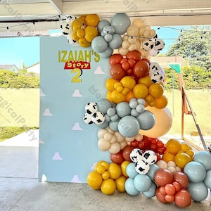 156pcs Retro Toy Story DIY Balloon Garland Arch Kit Boho Muted Mustard, Coral，Cowboy Baby Shower, Birthday Party, First Rodeo, West Girl