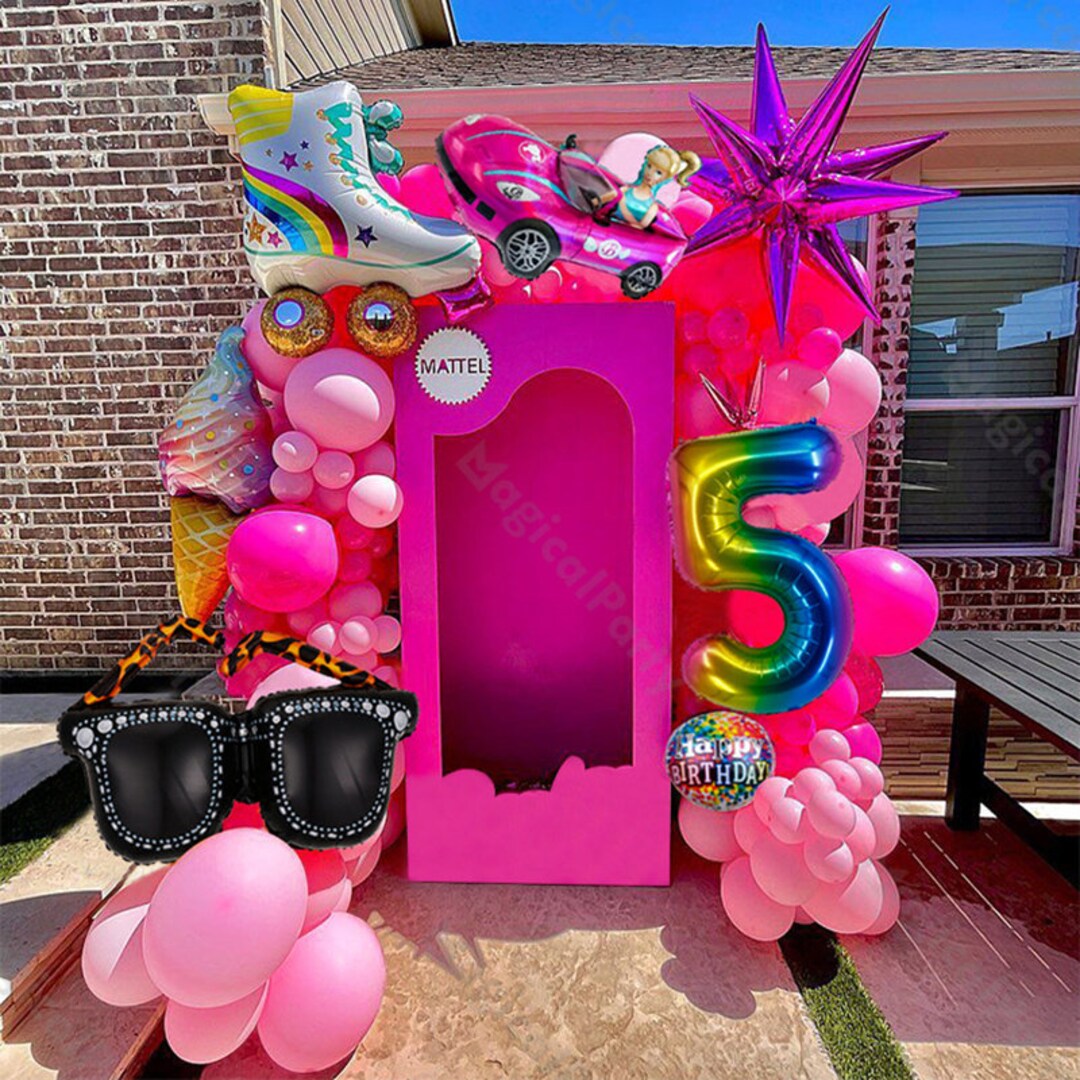Juego de globos rosas para niñas, Kit de arco de guirnalda, tema de barbied  de princesa de cumpleaños, decoraciones nupciales, regalo de boda