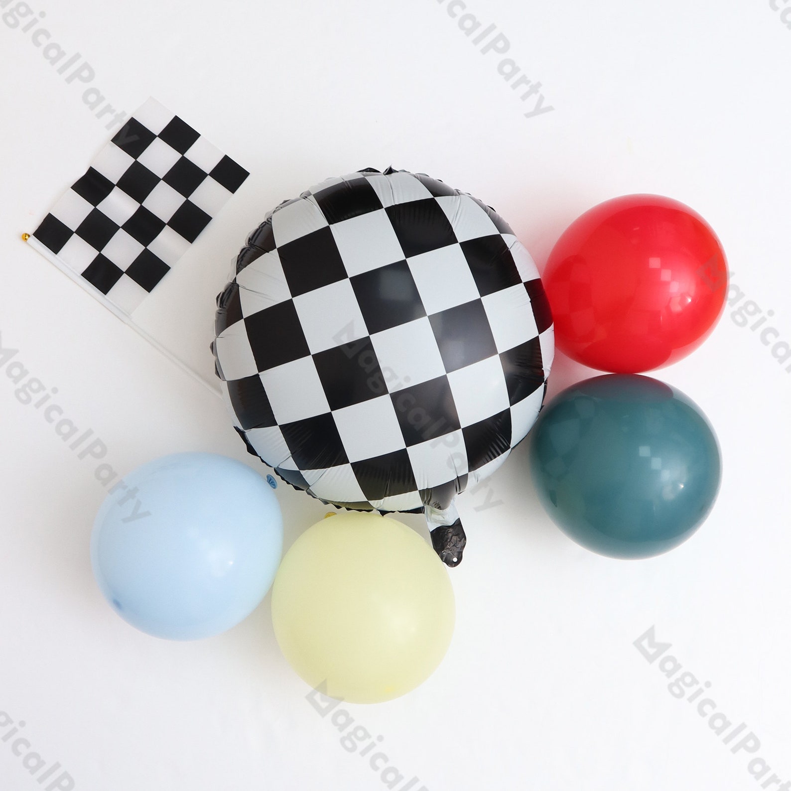 Two Fast Balloon Stack 108pcs Two Fast Balloon Set Slate Blue Red Race Car Birthday Balloons ...