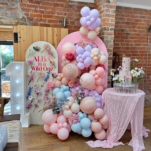 147pcs Boho Balloon Arch Kit,Retro Dusk Pink, Light Smoke White Balloons,Baby Shower,Kid Birthday, Gender Reveal, Bridal Wedding Party Decor
