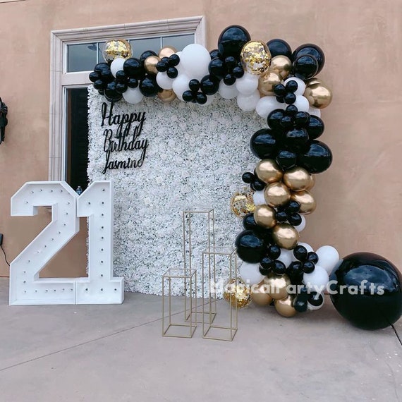 Metallic Black Gold Balloons Garland Arch Kit Wedding Birthday Party  Decorations