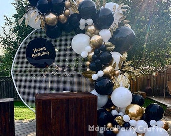113pcs DIY Black Gold Balloon Garland Kit White Chrome Balloons Graduation Baby Shower Birthday Bridal Wedding Party Decoration Supplies