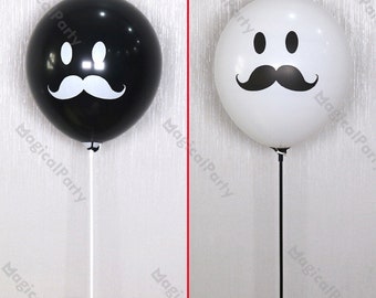 Little Man Party Balloon Decoration Mustache Balloons Boy Baby Shower Black White Round Balloon Boy Birthday Boyfriend Decorations for Him