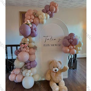 108pcs Boho Balloon Arch Kit,Retro Pinkish Purple,Natural Sand,Dusk Pink Balloons,Baby Shower,Gender Reveal,Kid Birthday,Wedding Party Decor