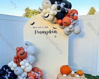 111pc Halloween Party Balloon Garland Kit Retro Natural Sand Black Orange Kid Halloween Balloons Fall Baby Shower Haunted House Party Decor