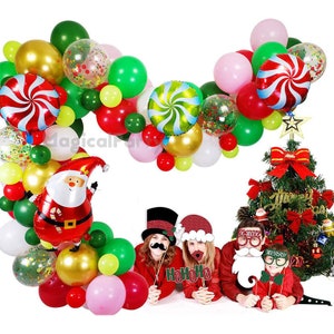 94pcs palloncini di Natale Garland Arch Kit Candy Cane Party Santa Claus Foil Confetti Palloncino Inverno Natale Decorazioni per la festa di Capodanno