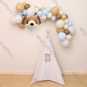 80pc Puppy Balloon Garland Kit, Neutral Caramel Sand Brown Color Lets Pawty Balloon Garland Dog Party Decorations Paw Print Balloon Garland