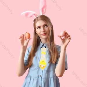 Easter Bunny/Egg Multicolored Pattern Tie Spring Neck Tie Easter Tie Decor for Kids Baby Shower Birthday Easter Gift Party Decorative