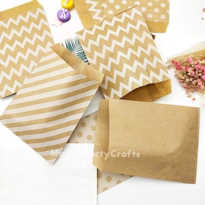 Saco de papel kraft de 5 "* 7" 25 peças, natural, kraft, ação de graças, chá de bebê, festa de aniversário, dia das crianças, pequenos presentes, sacos de papel, saco de doces, sacos de pastelaria