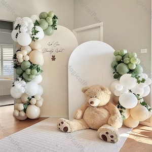 Kit ghirlanda di palloncini verde polvere da 109 pezzi, arco di palloncini bianco sabbia naturale, decorazione per addio al nubilato, baby shower, matrimonio