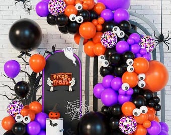 Kit Déco Halloween 30 Ballons - Noir, Orange, Blanc - Avec Ruban Curling - Décoration Fête