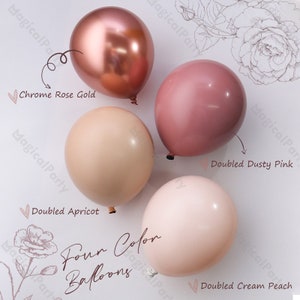 Custom High Quality DIY Balloon Garland Kit/ Pastel MATTE Colors- Doubled Blush/Nude/Apricot/Dusty Pink Chrome Rose Gold Balloons Arch